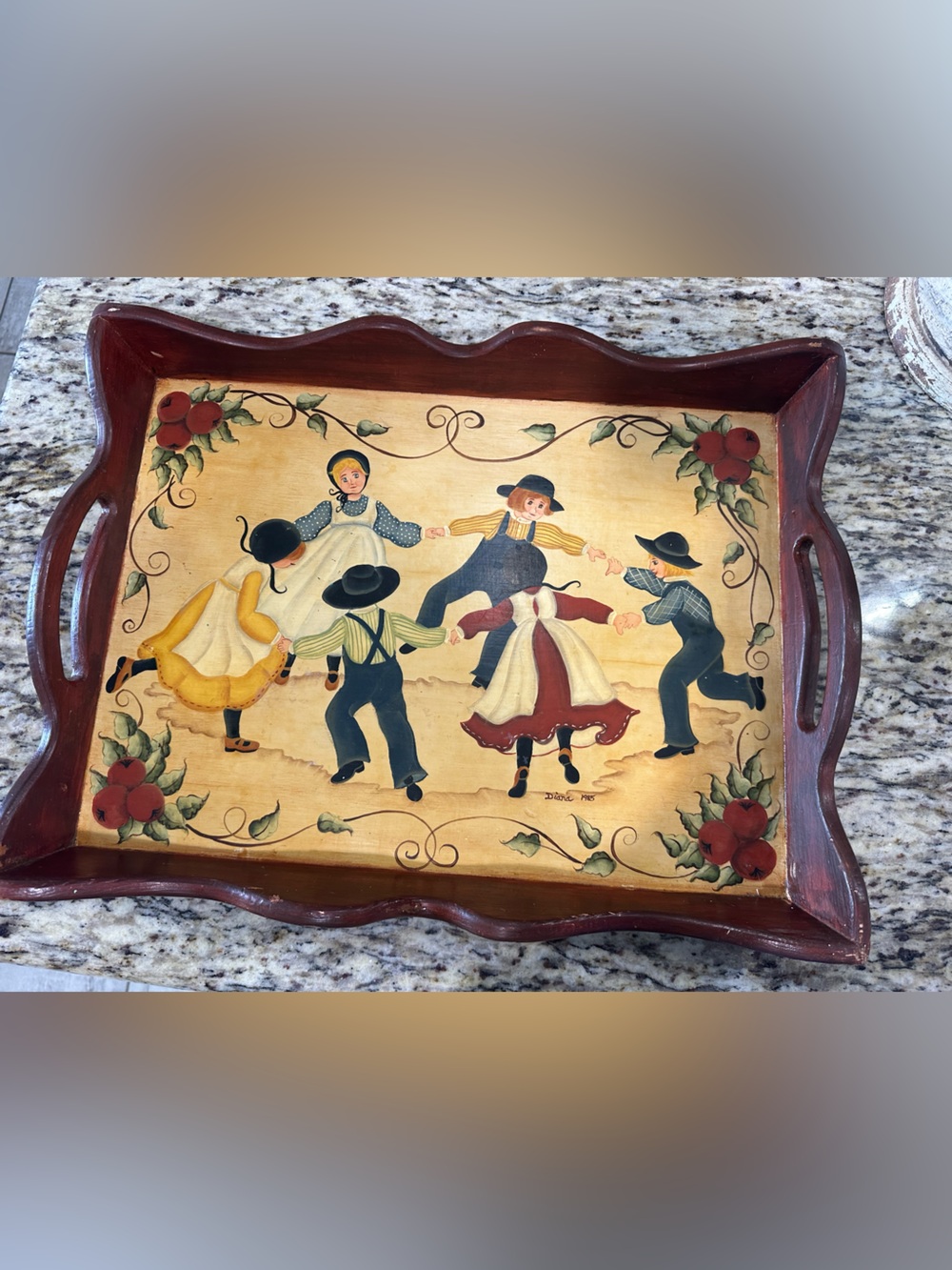 Hand-Painted Folk Art Tray